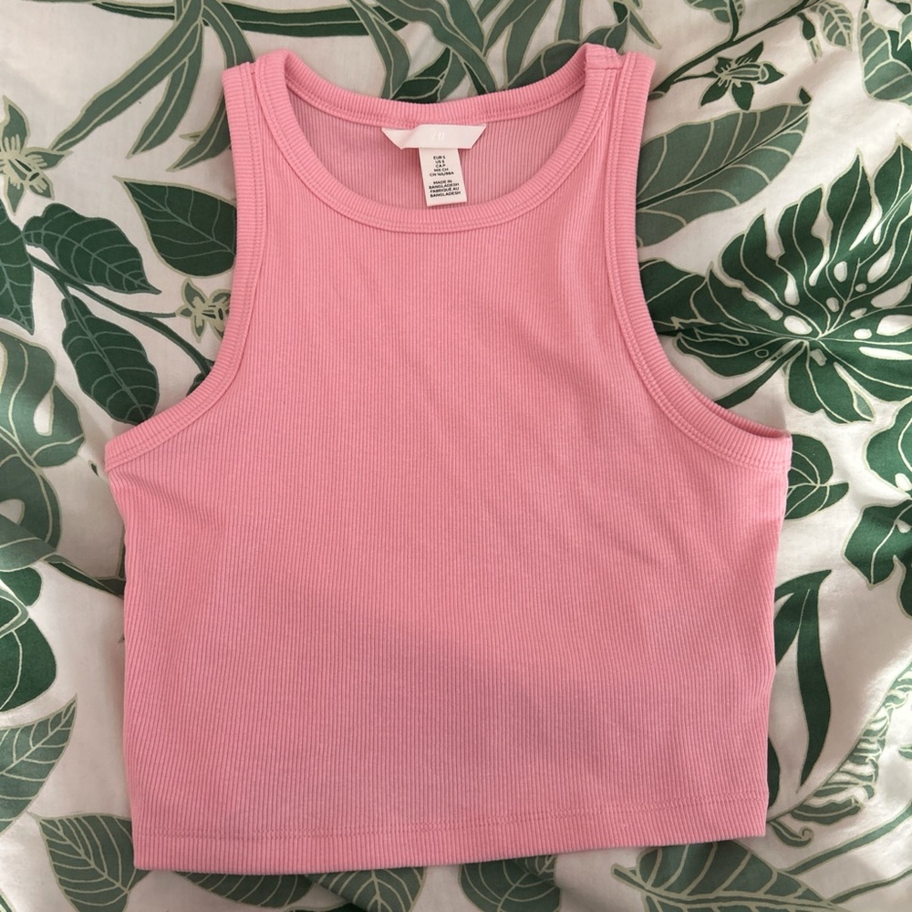 h&m pink tank top size small